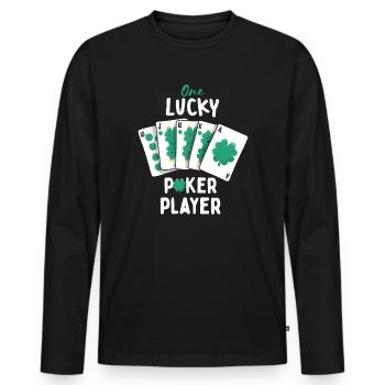 Un joueur de poker chanceux Irlandais de la Saint-Patrick - T-shirt manches longues Premium bio Homme - noir - Devant - Nico (187cm)