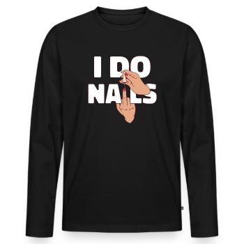 manucure vernis à ongles dessin animé art - T-shirt manches longues Premium bio Homme - noir - Devant - Nico (187cm)