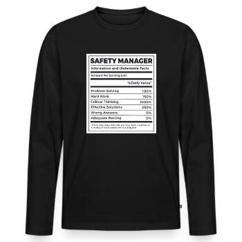 Responsable de la sécurité sanitaire au travail - T-shirt manches longues Premium bio Homme - noir - Devant - Nico (187cm)