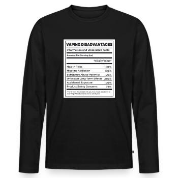 Anti Teen Vaping Non-Smoker Nutritional Facts - Men's Premium Organic Long Sleeve Shirt - black - Front - Nico (187cm)