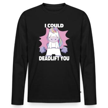 Ich könnte Kreuzheben Du Süßes Einhorn Powerlifting - Männer Premium Bio Langarmshirt - Schwarz - Vorne - Nico (187cm)