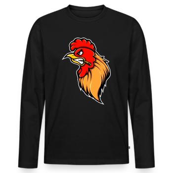 Rooster Gockel Chicken Feathered Cattle Fighting Gift - Men's Premium Organic Long Sleeve Shirt - black - Front - Nico (187cm)