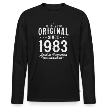 Original 1983 Jahrgang Vintage Retro Geburtstag - Männer Premium Bio Langarmshirt - Schwarz - Vorne - Nico (187cm)