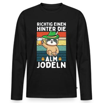 Faultier Einen Hinter Die Alm Jodeln - Männer Premium Bio Langarmshirt - Schwarz - Vorne - Nico (187cm)