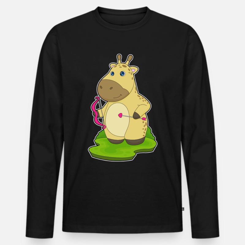 Giraffe Bogenschütze Bogen - Männer Premium Bio Langarmshirt - Schwarz