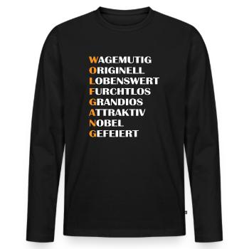 Wolfgang - Männer Premium Bio Langarmshirt - Schwarz - Vorne - Nico (187cm)