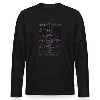 AND GOD SPEAKED ... AND IT BECAME LIGHT - Maxwell - Men's Premium Organic Long Sleeve Shirt - black - Front - Nico (187cm)