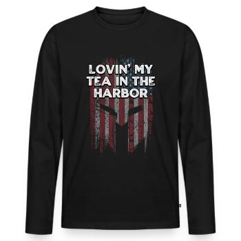 Lovin My Tea in the Harbor American 4. Juli - Männer Premium Bio Langarmshirt - Schwarz - Vorne - Nico (187cm)