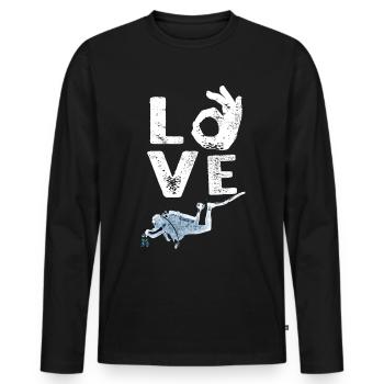 I like scuba diving with a diver - Men's Premium Organic Long Sleeve Shirt - black - Front - Nico (187cm)