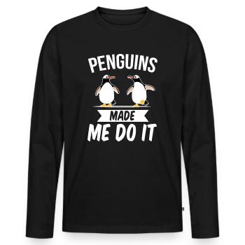 Pinguin Pinguine Niedlich Geschenkidee - Männer Premium Bio Langarmshirt - Schwarz - Vorne - Nico (187cm)