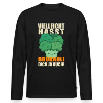 Brokkoli Hasst dich hassen Gemüse Spruch lustig - Männer Premium Bio Langarmshirt - Schwarz - Vorne - Nico (187cm)
