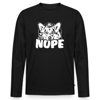 Welsh Corgi Nope Dog Saying Dogs Wilsigns - Men's Premium Organic Long Sleeve Shirt - black - Front - Nico (187cm)