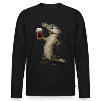 Krokodil Bier - Männer Premium Bio Langarmshirt - Schwarz - Vorne - Nico (187cm)