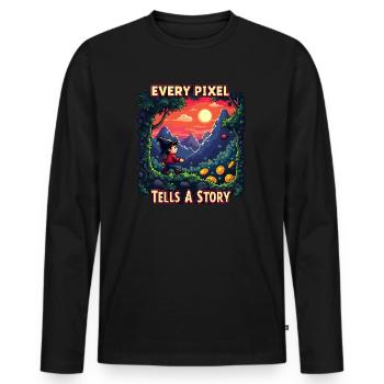 Chaque pixel raconte une histoire - Retro Gaming - T-shirt manches longues Premium bio Homme - noir - Devant - Nico (187cm)
