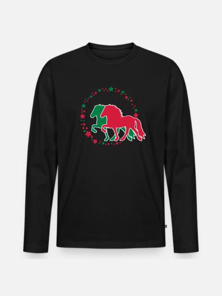 Tölter Sterne - Männer Premium Bio Langarmshirt - Schwarz