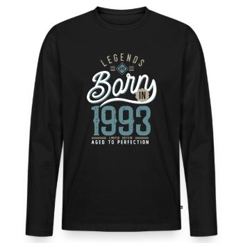 Anniversaire 28 ans born in 1993 cadeau 30 ans - T-shirt manches longues Premium bio Homme - noir - Devant - Nico (187cm)