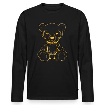 Teddy One - Männer Premium Bio Langarmshirt - Schwarz - Vorne - Nico (187cm)