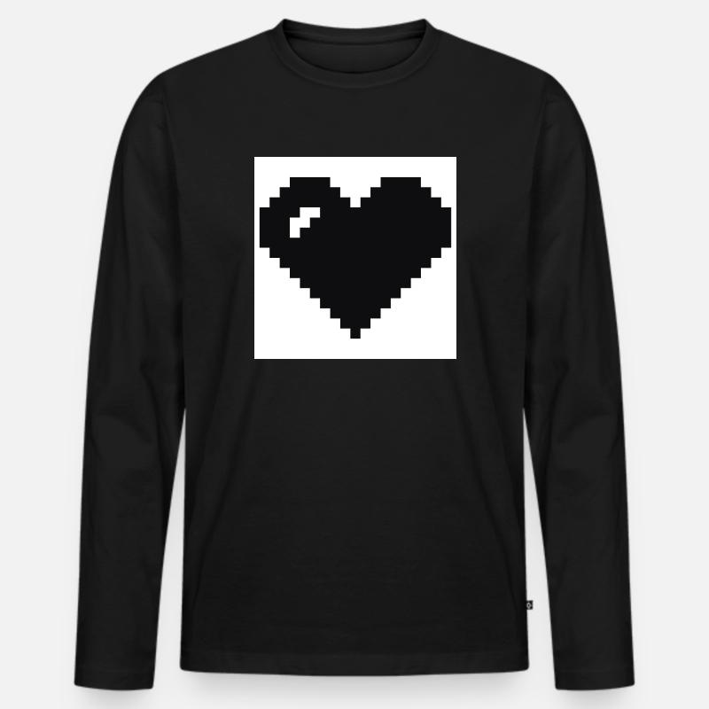 Verpixeltes Herz - Männer Premium Bio Langarmshirt - Schwarz