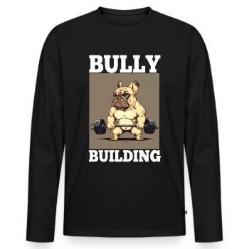 Français Bulldog Frenchie Bodybuilding Dog - T-shirt manches longues Premium bio Homme - noir - Devant - Nico (187cm)