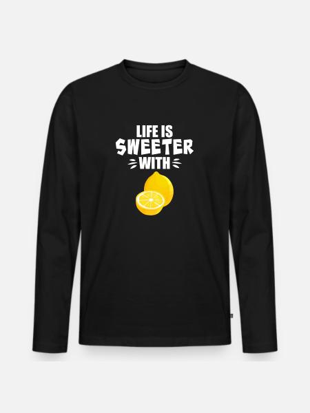 Life Is Sweeter With Lemon - Men's Premium Organic Long Sleeve Shirt - black