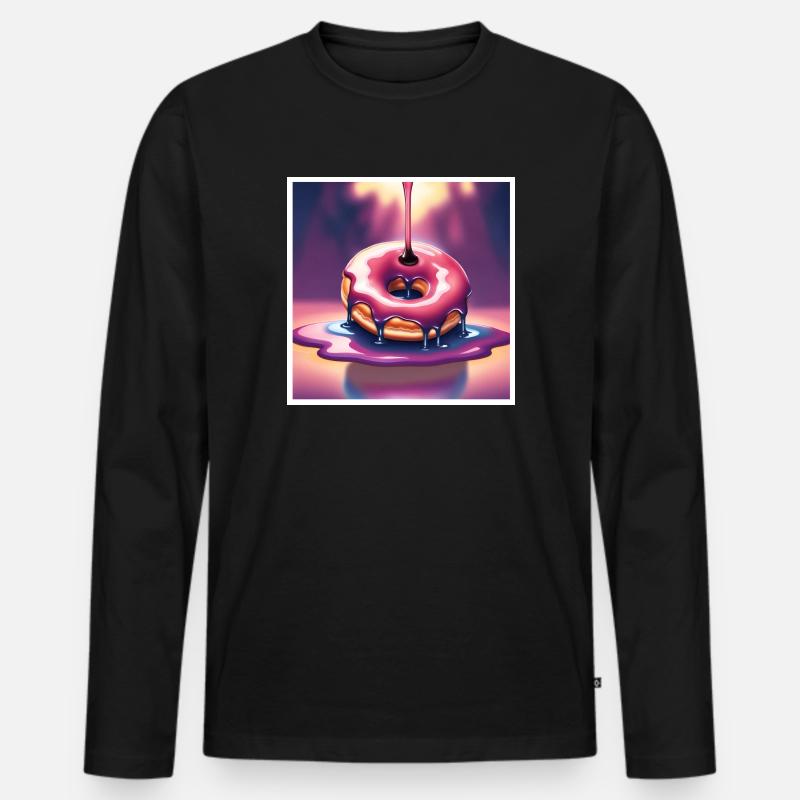 Donut 3 - Männer Premium Bio Langarmshirt - Schwarz