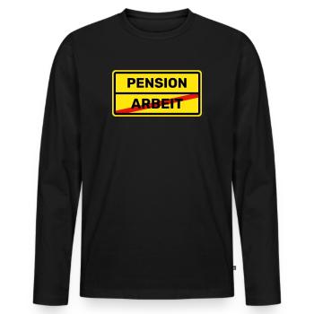 Rente - Pension - Männer Premium Bio Langarmshirt - Schwarz - Vorne - Nico (187cm)