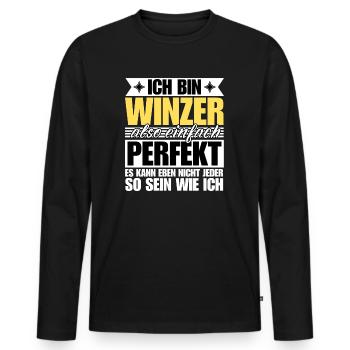 Perfekter Winzer - Männer Premium Bio Langarmshirt - Schwarz - Vorne - Nico (187cm)