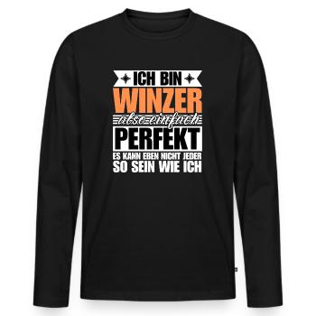 Perfekter Winzer - Männer Premium Bio Langarmshirt - Schwarz - Vorne - Nico (187cm)