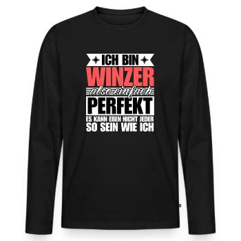 Perfekter Winzer - Männer Premium Bio Langarmshirt - Schwarz - Vorne - Nico (187cm)