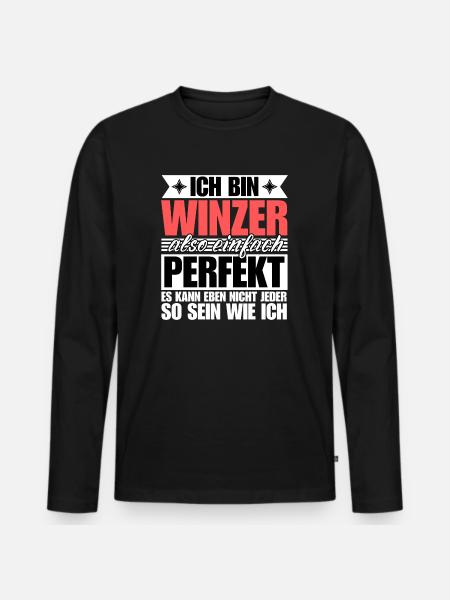 Perfekter Winzer - Männer Premium Bio Langarmshirt - Schwarz
