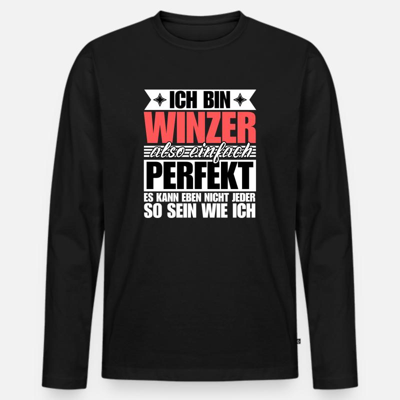 Perfekter Winzer - Männer Premium Bio Langarmshirt - Schwarz