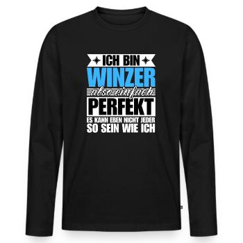Perfekter Winzer - Männer Premium Bio Langarmshirt - Schwarz - Vorne - Nico (187cm)