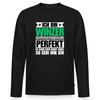 Perfekter Winzer - Männer Premium Bio Langarmshirt - Schwarz - Vorne - Nico (187cm)