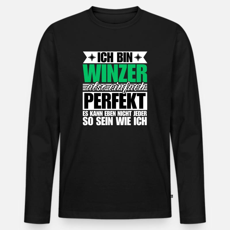 Perfekter Winzer - Männer Premium Bio Langarmshirt - Schwarz