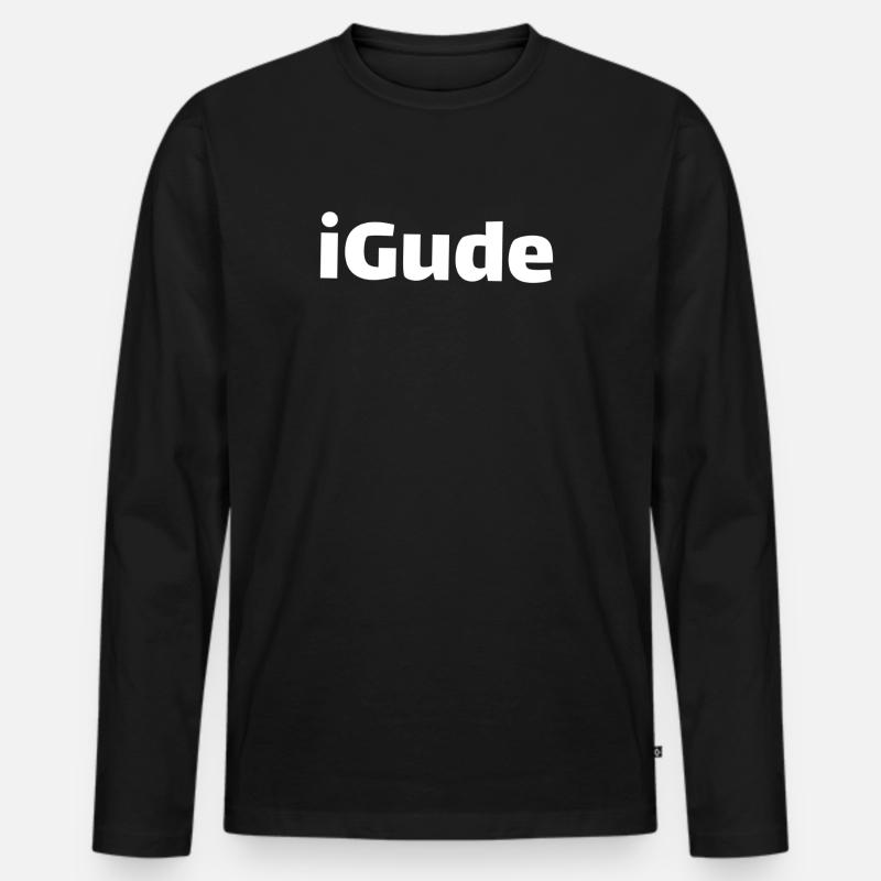 iGude - Männer Premium Bio Langarmshirt - Schwarz