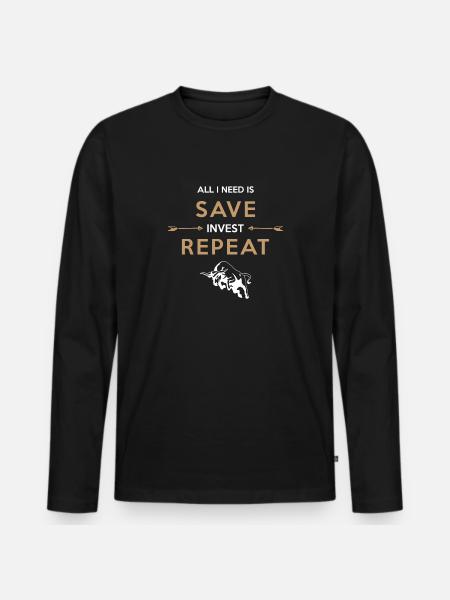 SAVE INVEST REPEAT - Männer Premium Bio Langarmshirt - Schwarz