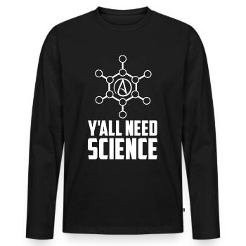 Athéiste Anti Relégion Athéisme Agnostique - T-shirt manches longues Premium bio Homme - noir - Devant - Nico (187cm)