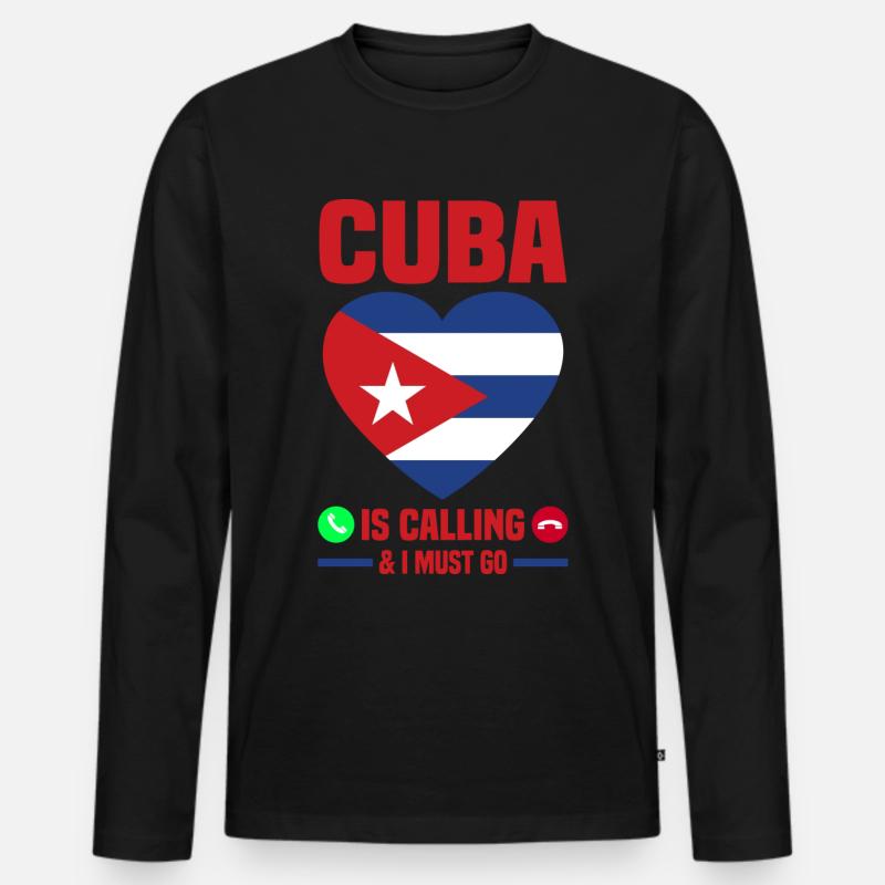 Kuba - Männer Premium Bio Langarmshirt - Schwarz