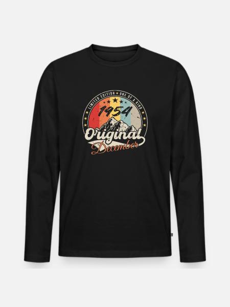 Vintage Birthday Gift - December 1954 - Men's Premium Organic Long Sleeve Shirt - black