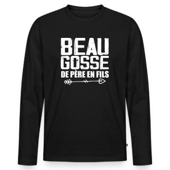 Beau Gosse De Père En Fils - T-shirt manches longues Premium bio Homme - noir - Devant - Nico (187cm)