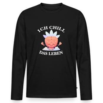 Ich chill das Leben Yoga Gehirn Meditation - Männer Premium Bio Langarmshirt - Schwarz - Vorne - Nico (187cm)