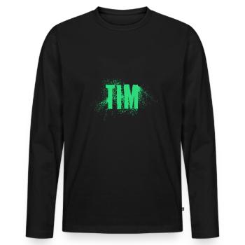 Tim - Männer Premium Bio Langarmshirt - Schwarz - Vorne - Nico (187cm)