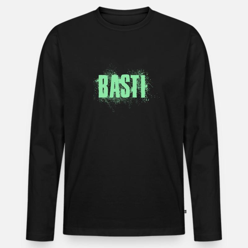 Basti - Männer Premium Bio Langarmshirt - Schwarz