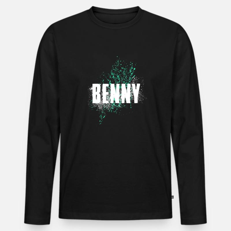 Benny - Männer Premium Bio Langarmshirt - Schwarz