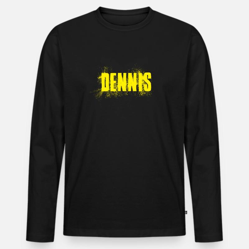 Dennis - Männer Premium Bio Langarmshirt - Schwarz