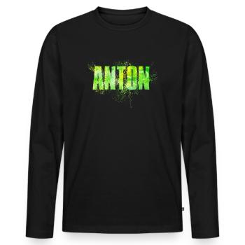Anton - T-shirt manches longues Premium bio Homme - noir - Devant - Nico (187cm)
