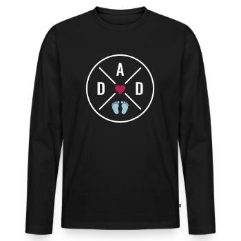 DAD Herz Baby Babyfüße Vater Liebe Vatertag Papa - Männer Premium Bio Langarmshirt - Schwarz - Vorne - Nico (187cm)
