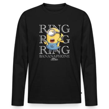Minions Ring Ring Ring Bananaphone Sonne - T-shirt manches longues Premium bio Homme - noir - Devant - Nico (187cm)