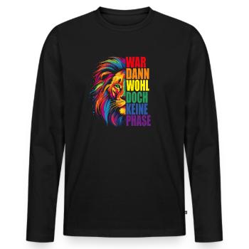 LGBT Gay Pride Regenbogen Flagge Löwe LGBTQ CSD - Männer Premium Bio Langarmshirt - Schwarz - Vorne - Nico (187cm)