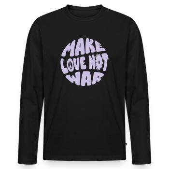 MAKE LOVE NOT WAR - Men's Premium Organic Long Sleeve Shirt - black - Front - Nico (187cm)